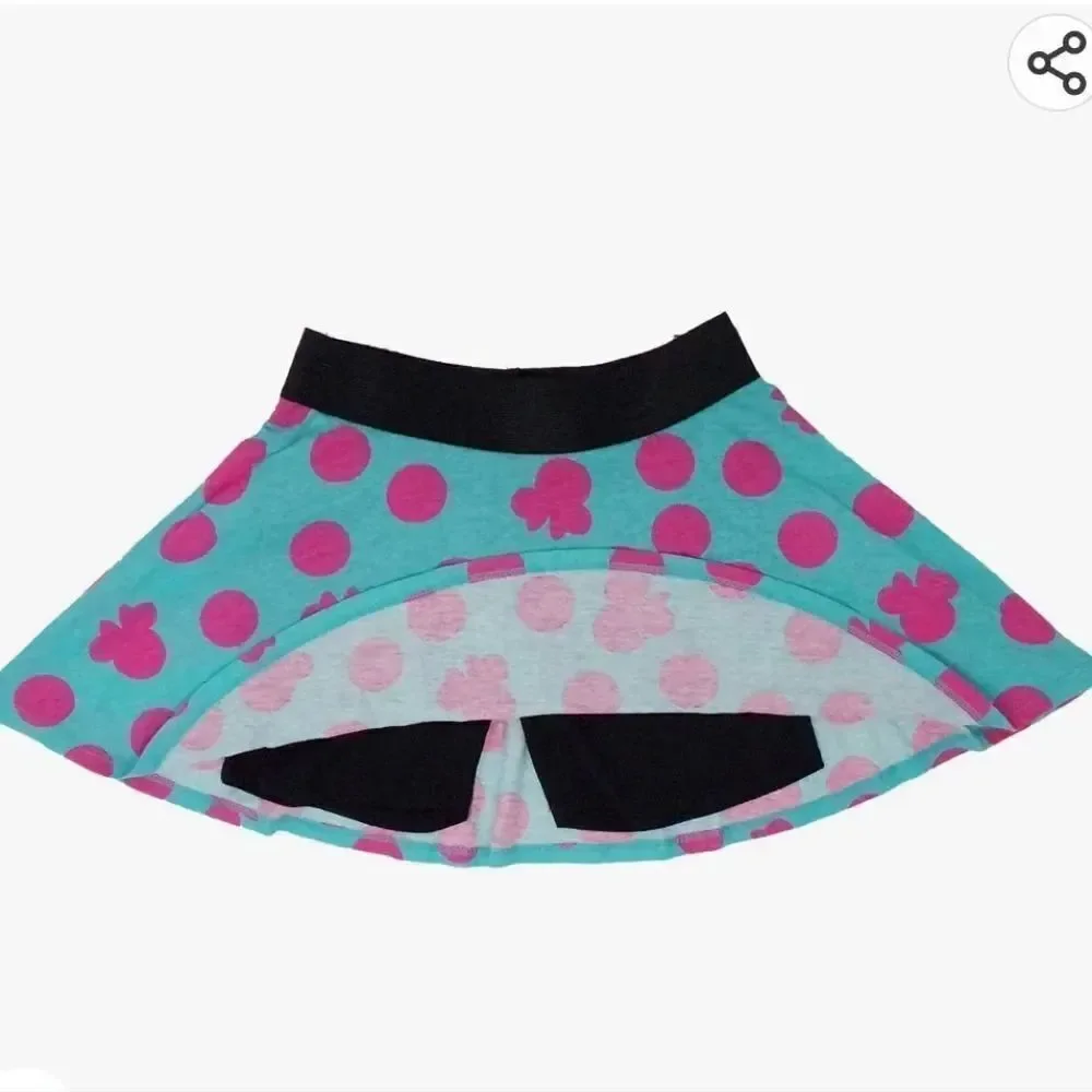 NEW DISNEY MINNIE MOUSE POLKA DOT SKORT MINNIE MOUSE SKIRT, TEAL WITH PINK POLKA